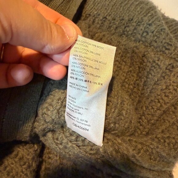 Pilcro Anthropologie Women XXS Chunky Knit Cardigan Sweater Full Zip Green Tunic - Picture 6 of 9